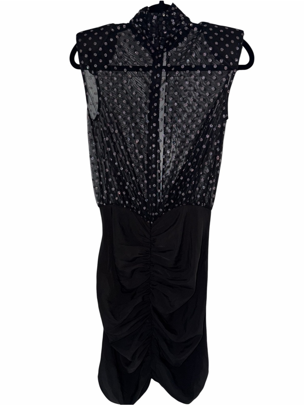 NBD x REVOLVE Sample Sale Harper Dress Black Glitter Polka Dot Mini Small As Is - Picture 3 of 11